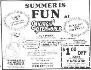 Michigan WaterWorld - OLD AD FOR THE PARK
